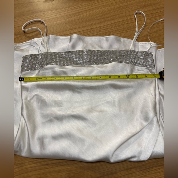 Klesis White Satin Mini Dress – Rhinestone Detail – Size M - Picture 14 of 14